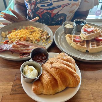 Adair Kitchen - Daily scramble Bacon House Waffles - New American Near Me - Houston, Texas Adair Kitchen - Daily scramble Bacon House Waffles - New American Near Me - Houston, Texas