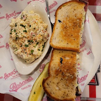 Heroes - California Rueben sandwich with a side of potato salad. - American Near Me - Riverside, California Heroes - California Rueben sandwich with a side of potato salad. - American Near Me - Riverside, California
