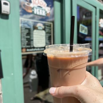 Acadia Perk - Iced blueberry lavender latte - Coffee & Tea Near Me - Bar Harbor, Maine