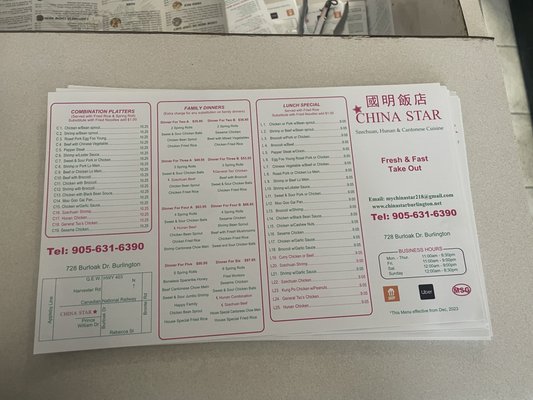Menu photo 1 China Star Burlington, ON