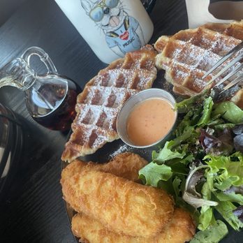 Honey Toast - Chicken and Waffles with spring mix. - Breakfast & Brunch Near Me - Fairborn, Ohio