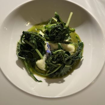 L'Alchimia - Bitter greens with potato purée and ravioli - Italian Near Me - Milan, Michigan