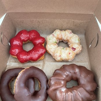 Nok's Donuts - Vegan chocolate, chocolate, raspberry, and maybe a cake glazed. - Donuts Near Me - Lafayette, Colorado Nok's Donuts - Vegan chocolate, chocolate, raspberry, and maybe a cake glazed. - Donuts Near Me - Lafayette, Colorado