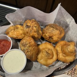 Michaels On the River - Beer battered mushrooms w/ ranch and cocktail sauce