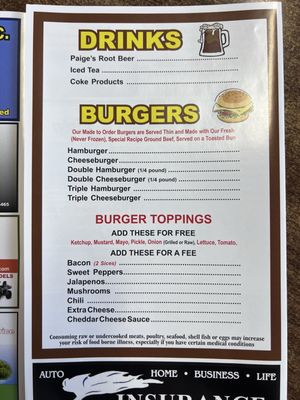 Menu photo 1 Paige's Root Beer Dunnellon, FL