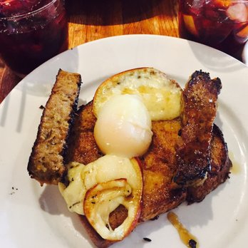 The Cookery - French Toast with sausage and poached egg #BrunchMenu - Italian Near Me - Dobbs Ferry, New York The Cookery - French Toast with sausage and poached egg #BrunchMenu - Italian Near Me - Dobbs Ferry, New York