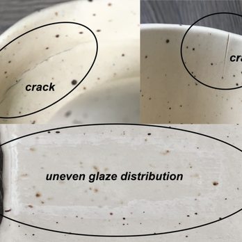 Bico Studio - 2nd photo - details of the cracks and uneven glaze distributions caused by the over-firing. - Paint-Your-Own Pottery Near Me - Richmond Hill, Ontario Bico Studio - 2nd photo - details of the cracks and uneven glaze distributions caused by the over-firing. - Paint-Your-Own Pottery Near Me - Richmond Hill, Ontario