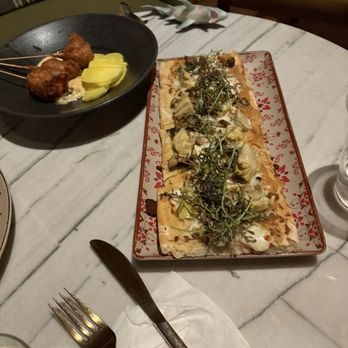 The Trading Post Café & Bar - Mushroom flatbread and lobster skewers - Bars Near Me - La Jolla, California
