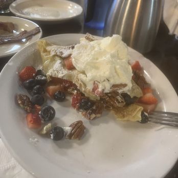 Dahlia Cafe - One Crepe with fresh strawberries and blueberries, pecans and cream cheese. Topped with homemade whipped cream. Yum - Breakfast & Brunch Near Me - Union, Missouri Dahlia Cafe - One Crepe with fresh strawberries and blueberries, pecans and cream cheese. Topped with homemade whipped cream. Yum - Breakfast & Brunch Near Me - Union, Missouri