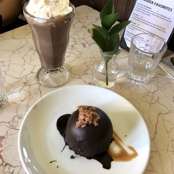 The Chocolate Room - Chocolate mousse (near) and frozen hot chocolate (far) - Desserts Near Me - Brooklyn, New York The Chocolate Room - Chocolate mousse (near) and frozen hot chocolate (far) - Desserts Near Me - Brooklyn, New York