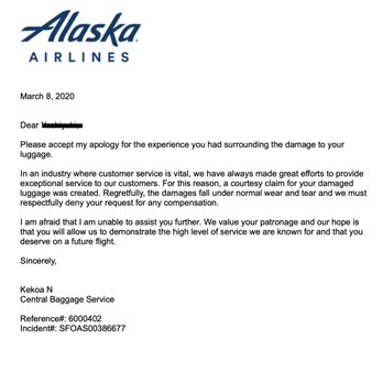 Alaska Airlines - Why can't they say, "we will be careful in the future" or treat them with a respect? - Airlines Near Me - Seattle, Washington Alaska Airlines - Why can't they say, "we will be careful in the future" or treat them with a respect? - Airlines Near Me - Seattle, Washington