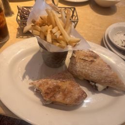 Chicken Parmesan Sandwich with no sauce and fries Chicken Parmesan Sandwich with no sauce and fries