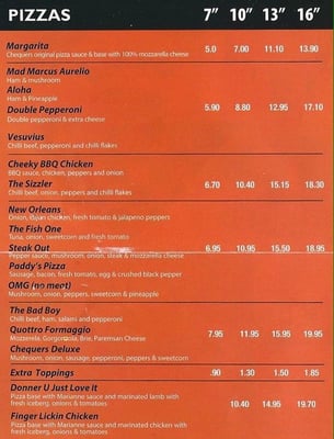 Menu photo 2 Chequers Pizza Palmerstown, D