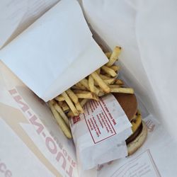 Cheese burger with fries