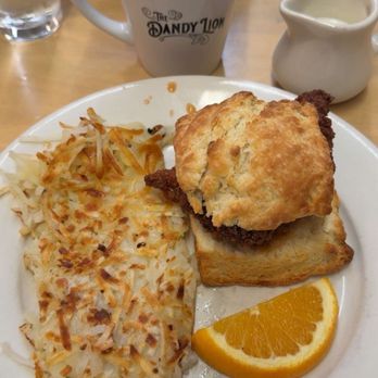 The Dandy Lion - Chicken Biscuit with Hashbrown - New American Near Me - Iowa City, Iowa The Dandy Lion - Chicken Biscuit with Hashbrown - New American Near Me - Iowa City, Iowa