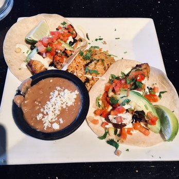 Sopapilla's - Two Grilled Baja Tacos (mahi mahi) with rice and retried beans - Mexican Near Me - Franklin, Tennessee
