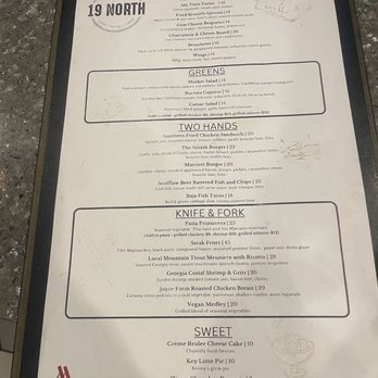 19 North - the menu of the restaurant - Bars Near Me - Alpharetta, Georgia