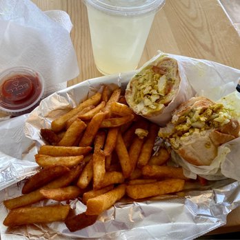 Jam Jam's Spot - Jam Jam's jerk tofu with pineapple coconut slaw, fries, and limeade - Sandwiches Near Me - Cantwell, Alaska