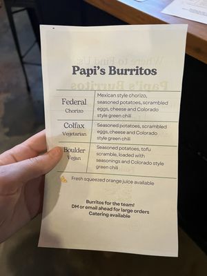Menu photo 2 Papi’s Burritos Orlando, FL