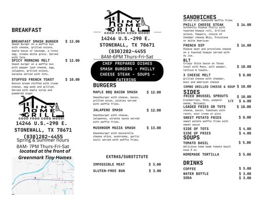 Menu photo 2 Tiny Home Grill Canyon Lake, TX
