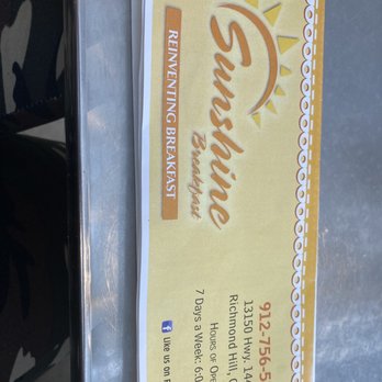 Sunshine Breakfast Restaurant - Menu - Breakfast & Brunch Near Me - Richmond Hill, Georgia Sunshine Breakfast Restaurant - Menu - Breakfast & Brunch Near Me - Richmond Hill, Georgia