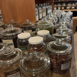jars of tea and coffee beans jars of tea and coffee beans