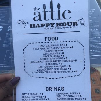 The Attic - Happy hour menu (09.28.17) - Breakfast & Brunch Near Me - Long Beach, California