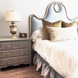 We have 10 styles of custom headboards- you choose the fabric, we make it beautiful! This Bessette headboard in a soft light ...