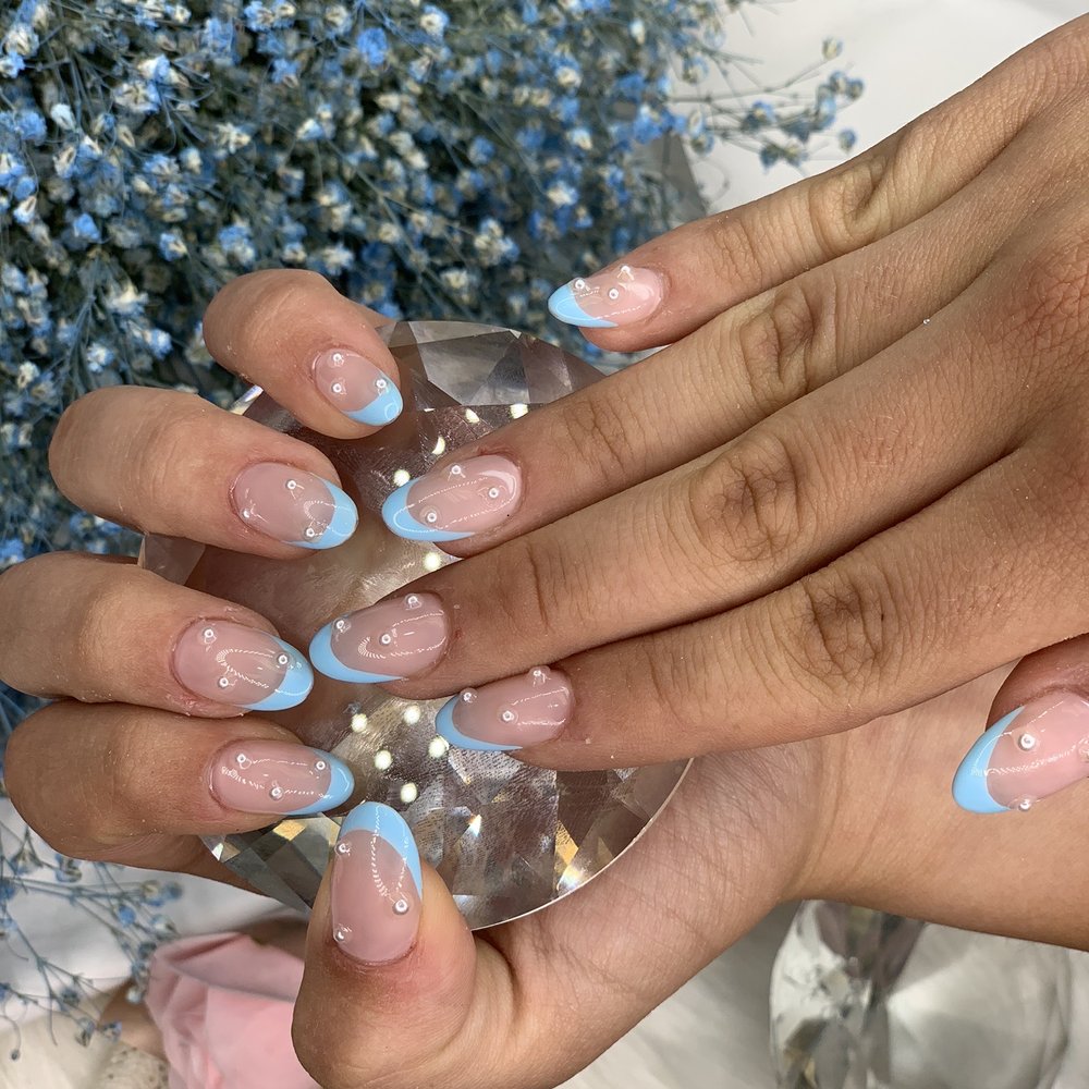 Double OO Nails & Spa - Gel X full set + French tip + mini pearls = perfect Cinderella nails - Nail Salons Near Me - Corona, California Double OO Nails & Spa - Gel X full set + French tip + mini pearls = perfect Cinderella nails - Nail Salons Near Me - Corona, California