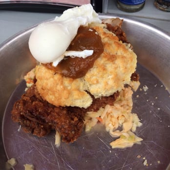 Biscuit Head - Mimosa Fried Chicken Biscuit (Biscuit, Boneless Fried Chicken, Sriracha Slaw, Sweet Potato Butter, and a poached egg!) Absolutely Amazing! - Breakfast & Brunch Near Me - Greenville, South Carolina Biscuit Head - Mimosa Fried Chicken Biscuit (Biscuit, Boneless Fried Chicken, Sriracha Slaw, Sweet Potato Butter, and a poached egg!) Absolutely Amazing! - Breakfast & Brunch Near Me - Greenville, South Carolina