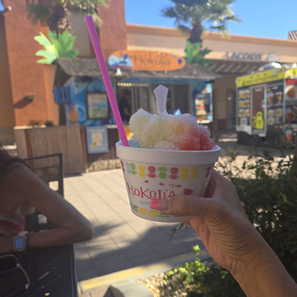 Hokulia Shave Ice - Cherry, Pineapple   and a snow cap topping (sweet condensed milk) - Shaved Ice Near Me - Cabazon, California