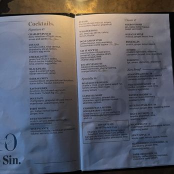 Charlie Was A Sinner - Menu - Cocktail Bars Near Me - Philadelphia, Pennsylvania Charlie Was A Sinner - Menu - Cocktail Bars Near Me - Philadelphia, Pennsylvania