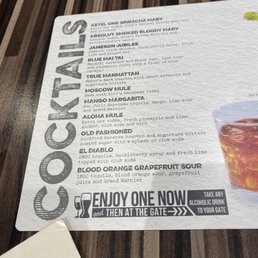 Cocktail menu