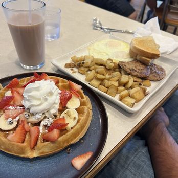 Bluebird Cafe - Strawberry waffle 2 egg breakfast - Breakfast & Brunch Near Me - Thornton, Colorado