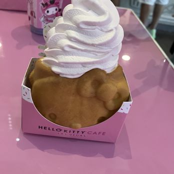 Hello Kitty Cafe - Strawberry ice cream in hello kitty cone - Themed Cafes Near Me - Las Vegas, Nevada
