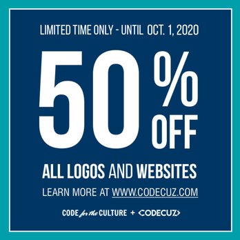 Code Cuz - 50% OFF All Logos and Websites until October 1, 2020 - Web Design Near Me - New York, New York