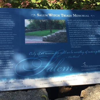 Salem Witch Trials Memorial - Signage at the memorial - Landmarks & Historical Buildings Near Me - Salem, Massachusetts Salem Witch Trials Memorial - Signage at the memorial - Landmarks & Historical Buildings Near Me - Salem, Massachusetts