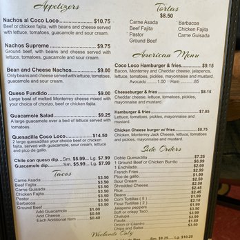 Coco Loco - Menu - Mexican Near Me - College Station, Texas