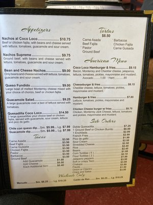Menu photo 2 Coco Loco College Station, TX