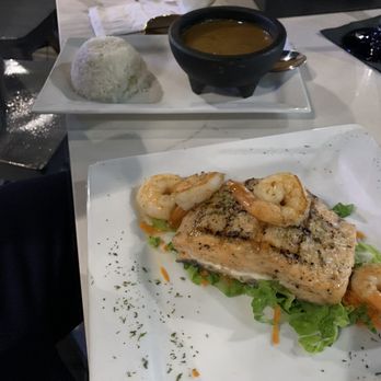 Aguardiente - Salmon with shrimp - 2 sides (rice & beans) - Steakhouses Near Me - Orlando, Florida