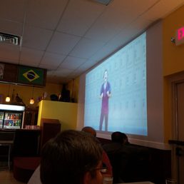 They show soccer games on a giant projector screen.
