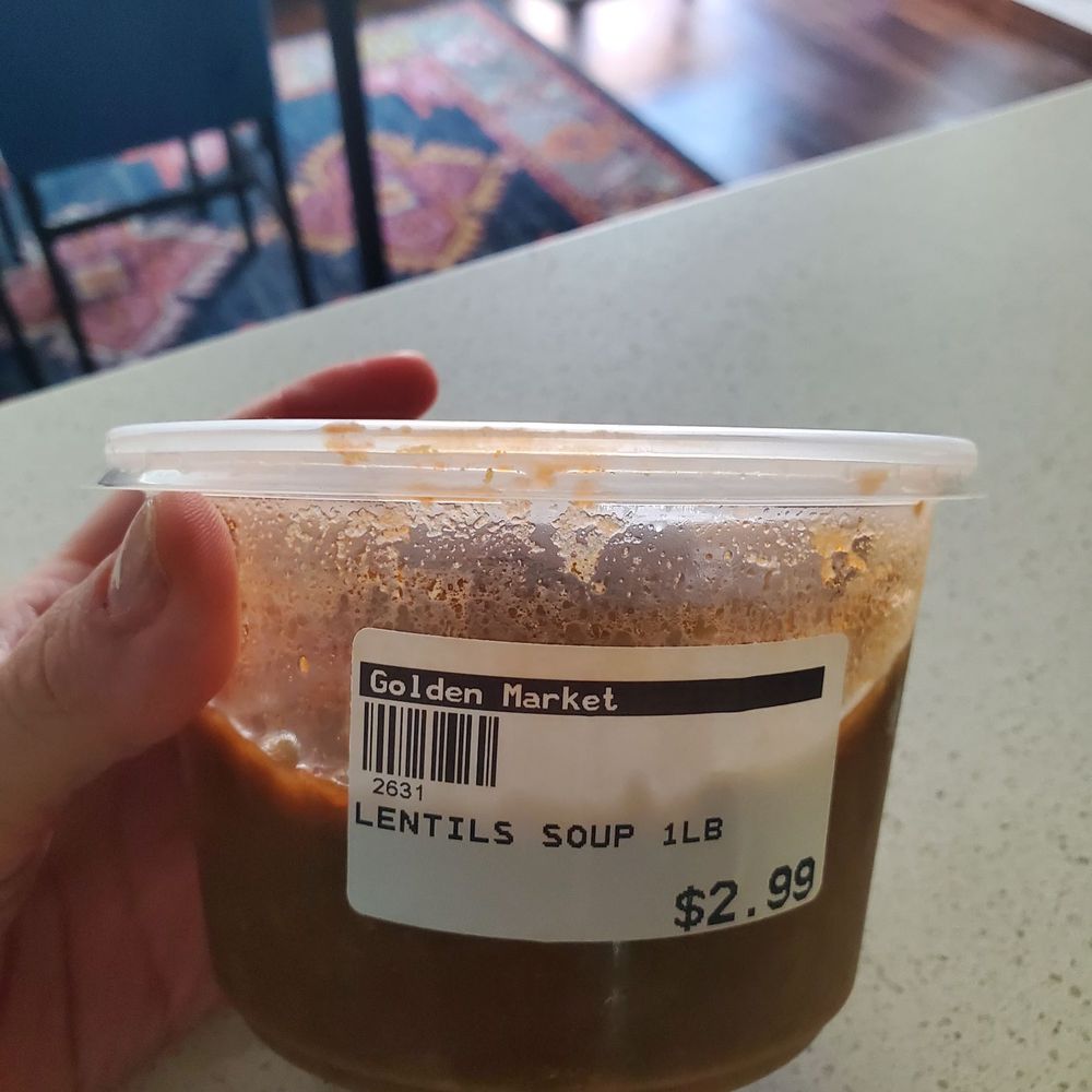 Golden Market - House made lentil soup. So good! I mix it with chopped veggies and water. - Grocery Near Me - Glendale, California