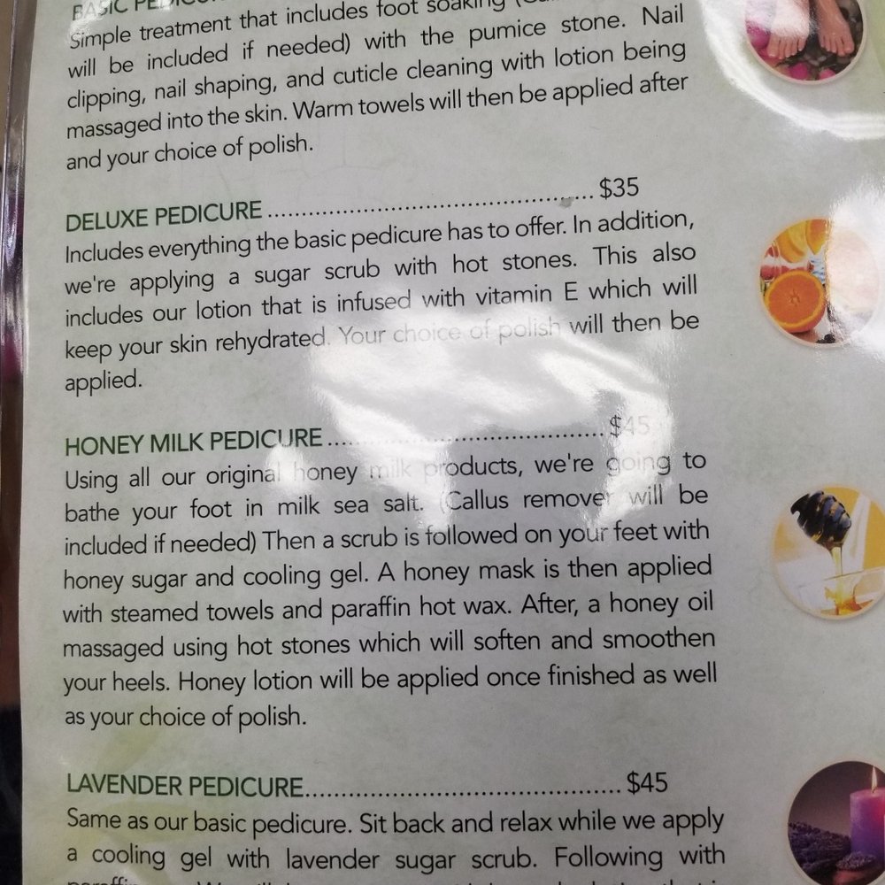 Pedicure Menu Pedicure Menu