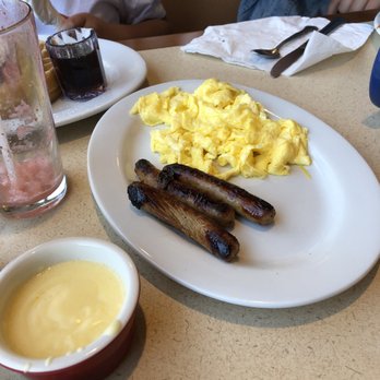 Egg N' Joe - side of eggs and burnt sausage with waffle - American Near Me - Chandler, Arizona Egg N' Joe - side of eggs and burnt sausage with waffle - American Near Me - Chandler, Arizona