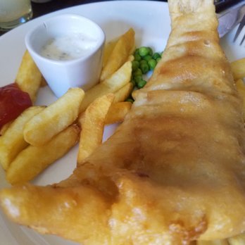 Greene King - Fish n chips. Great sized cod. Not too bad. I'd reorder it for sure. - Pubs Near Me - London, XGL