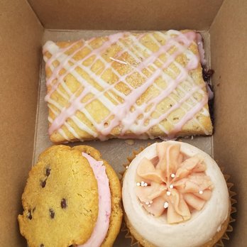 Bloom Bake Shop - Chocolate chip whoopie, peach almond cupcake, and raspberry rose pop tart - Bakeries Near Me - Madison, Wisconsin
