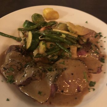 Rendezvous - Bland steak au poivre with watery vegetables - French Near Me - Asheville, North Carolina