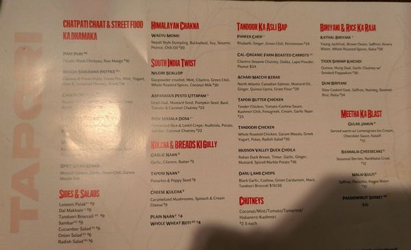 Menu photo 1 Tapori Washington, DC, DC