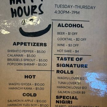 Bleu Bear Sushi - Happy hour menu - Sushi Bars Near Me - Bedford, Texas