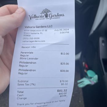 Valkaria Gardens - Receipt for my banana tree being rung up as a philodendron when it's a literal banana tree. - Nurseries & Gardening Near Me - Palm Bay, Florida Valkaria Gardens - Receipt for my banana tree being rung up as a philodendron when it's a literal banana tree. - Nurseries & Gardening Near Me - Palm Bay, Florida